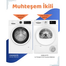 Profilo 2'li Avantajlı Set CGA242X3TR Çamaşır Makinesi ve KM8613HTR Kurutma Makinesi Beyaz Renk