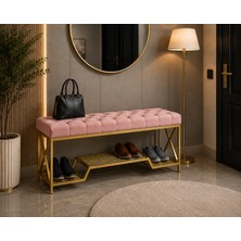 Evdera Mobilya Gold Metal Bench Ayakkabılık Bank, Kapı Girişi Ayakkabılık