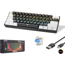 Klavye Oyuncu Rgb Mekanik Blue Switch Type-C Mofan MF1701BW Siyah-Beyaz