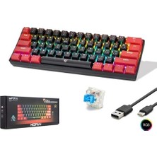 Klavye Oyuncu Rgb Mekanik Blue Switch Type-C Mofan MF1701BR Siyah-Kırmızı
