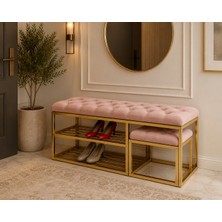 Evdera Mobilya Gold Metal Bench Ayakkabılık Bank, Kapı Girişi Puf Ayakkabılık