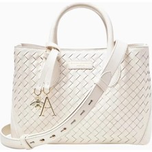 Aspinal Of London Midi London Beyaz Woven Deri Tote Çanta, Şık ve Fonksiyonel Tasarım