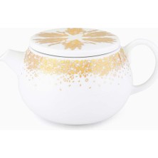 Ginori 1735 Beyaz Tamrah Çaydanlık Porselen Gold Desenli 10CM Çap 9cm Yükseklik Bulaşık Makinesi Güvenli