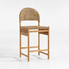 Crate & Barrel Rustler Dokuma Tezgah Taburesi, Doğal Ahşap ve Rattan Detaylarla Şıklık