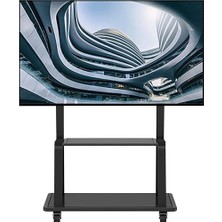 Fitueyes Mobil Tekerlekli Tv Standı, Yüksekliği Ayarlanabilir, 2 Raflı ve 80KG Kapasiteli