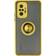 Marsilyan™- Xiaomi Redmi Note 10 Pro Kılıf Montreal Yüzüklü Silikon Kapak - Sarı