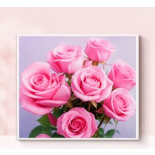 Haneliya 5d Diamond Painting Elmas Boyama Seti Pembe Güller 50X40 cm Yapışkanlı Kanvas Hobi Seti