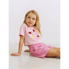 Jura Kids Kız Çocuk Baskılı Alt Üst Takım Rahat Kesim Yazlık Kombin