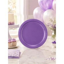 Parti Adresi Plastik Tabak Doğum Günü Parti Tabağı Mor 21 cm 25'li