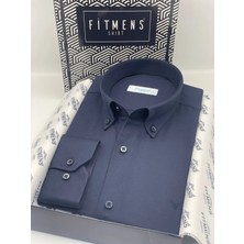 Fitmens Slim Fit Uzun Kol Pamuklu Hediye Kutulu Kolay Ütülenebilir Erkek Gömlek FS-002225 - Lacivert
