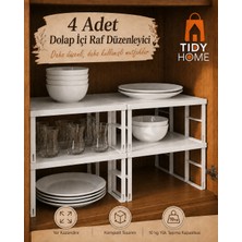 4 Adet Dolap Içi Düzenleyici Raf Tabak Bardak Rafı Metal Kaliteli Raf