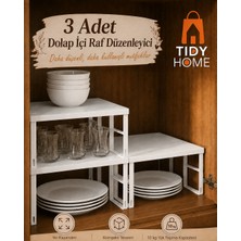 3 Adet Dolap Içi Düzenleyici Raf Tabak Bardak Rafı Metal Kaliteli Raf