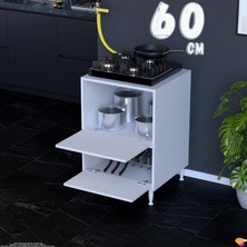 Eliusta Siena 60 cm Çift Kapaklı Set Üstü Ocak Dolabı Fırınlık Kiler Çok Amaçlı Dolap 60X87X48 cm Beyaz