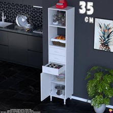 Eliusta Miray 35 cm Mutfak Standı Mutfak Rafı Çok Amaçlı Dolap Beyaz Kiler Erzak Dolabı 35X194X32 cm