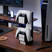 Sky Store Ps5 Dualsense Kontrolcü Standı Masaüstü | 2'li Oyun Kolu Tutucu | 3D Baskı Organizer Siyah Beyaz