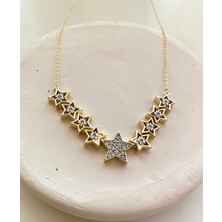 Nish Point Yıldız Model Taşlı Çelik Kolye