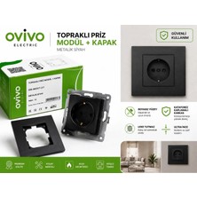 Ovivo Siyah Topraklı Priz - Çerçeveli Modern Tasarım Lüks Priz Model