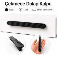 Nzb Mobilya Çekmece Kulpu Siyah 40 cm Plastik Geniş T Oval 320-224-128 mm Uyumlu Dolap Kulp Modeli