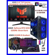 Comloji Ga-S Gaming Asus Dual Rtx 3050 + Ryzen 5 5500 32GB Ram 512GB M2 SSD + Asus Tuf 146Hz Monitörlü Sıvı Soğutuculu Full Set Oyuncu Bilgisayarı