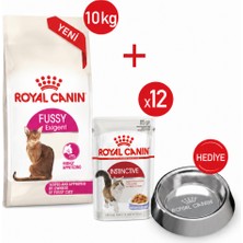Royal Canin Fussy Exigent  Kuru Kedi Maması 10KG+YAŞ Mama 12*85+Çelik Mama Ka