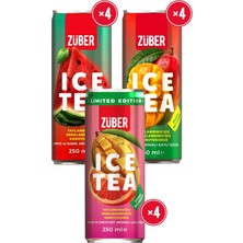 Züber Ice Tea Yepyeni Soğuk Çay Deneme Paketi 250ML x 12 Adet (Mango, Karpuz&nane, Mango&greyfurt)