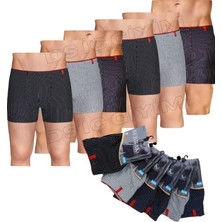 Berrak 4433 Erkek Çok Renkli Çizgili Sport Boxer 12 Adet