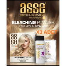 Asse Bleaching Powder – Ultra Güçlü Saç Açıcı Toz, 8 Ton Açma Etkisi, Profesyonel Kullanım Için 22GR X3 Adet