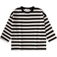 Cigit Geniş Kesim Mevsimlik T-Shirt 2-10 Yaş arası Siyah Çizgili
