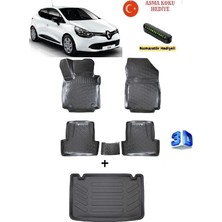 Ahlparts Renaut Clio 4 2012-2019 Yılları Arası Uyumlu 3D Havuzlu Paspas ve  Bagaj Havuzu Seti Asma Koku ve Numaratör Hediyeli