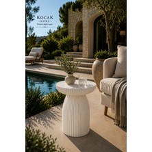 Koçak Home Flora Tekli Mantar Yan Sehpa Beyaz Ayak Aytaşı