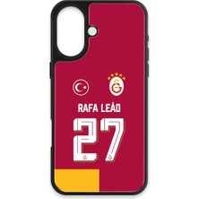Galatasaray Rafael Leão Parçalı Forma iPhone 16 Kılıf (Cam) - Lisanslı Orijinal