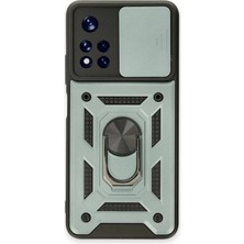 Marsilyan™- Xiaomi Redmi Note 11T Kılıf Pars Lens Yüzüklü Silikon - Yeşil