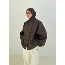 Moda Aksa 7782 Kruvaze Dik Yk Trenç Kahve