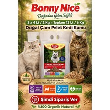 Bonny Nice Organik Çam Pelet Kedi Kumu 1.8 kg 3 l x 3 Paket 9 l