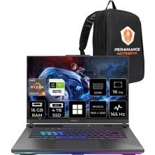 Asus Rog Strix G16 Amd Ryzen 9 8940HX Rtx 5070 8gb 16GB Ram 4tb SSD 16" Wuxga 165Hz WIN11 Home G614PPRV218P371 Gaming Laptop + Per4 Çanta