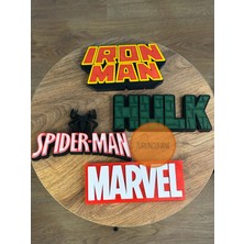 Turuncuhane Marvel Logo Seti Iron Man Spider Man Marvel Logo Hulk Dekoratif 4 Adet Logo