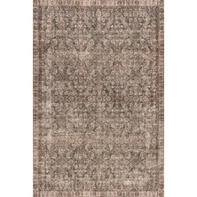 Saraz Halı Vintage Vizon Bej Eskitme Anadolu Desenli Baskı Şönil Kilim Kaymaz Taban Salon Oturma Odası Yatak Odası Kilimi SH25