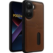 Marsilyan™- Xiaomi Poco X7 Pro Kılıf Sara Kartvizitli Deri Kılıf - Taba