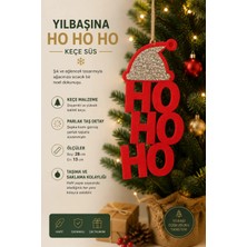 Taşteks Ho Ho Ho Yılbaşı Kapı & Ağaç Süsü – Kırmızı Keçe, Gümüş Taşlı