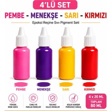 Epoksi Reçine Sıvı Pigment Boya Seti, 4 Renk x 20 Ml, Toplam 80 ml