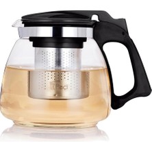 Paçi 700 ml Süzgeçli Cam Çaydanlık Üstü Demlik Siyah