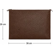 Plush Studio İstanbul Zipcase 36X26 cm Kalın Suni Deri Çift Dikişli Fermuarlı Laptop ve Evrak Çantası