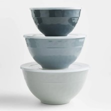 Crate & Barrel Orabel Melamin Kase 3'lü Set, Kapaklı Zarif Set