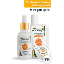 Bravelife Spf 50+ Güneş Kremi C Vitamini Serum ve Dudak Balm 3’lü Cilt Bakım Seti