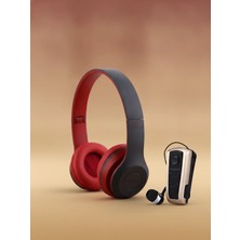 Joyplus Kırmızı Kulak Üstü ve Altın Makaralı Kulak Içi Bluetooth Kulaklık Seti
