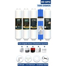Water Global Su Arıtma Filtresi Kapalı Kasa 5'li Filtre Seti Ihlas Aura Cebilon Plus Silver Conax Uyumlu 80 Gpd