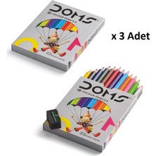 Doms Kuru Boya Kalemi 12 Renk Yarım Boy x 3 Adet