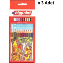 Bigpoint Metalik Kuru Boya Kalemi 12 Renk x 3 Adet