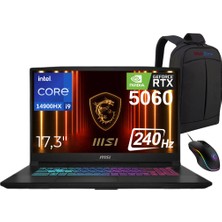 Msi Katana 17 Hx B14WFK-217TR Intel Core I9-14900HX 64GB 1tb SSD RTX5060-8GB 17.3" 240Hz Qhd Freedos Taşınabiir Bilgisayar - Webzone Çanta + Msi Mouse