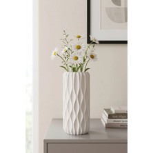 Lumense Terra Modern Dekoratif Vazo & Çiçeklik Şık Salon Objesi - Beyaz